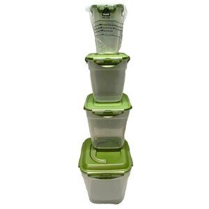 Lock&Lock 8pc Nesting Food Storage Container Set 6 Quart Tall Green Lids New